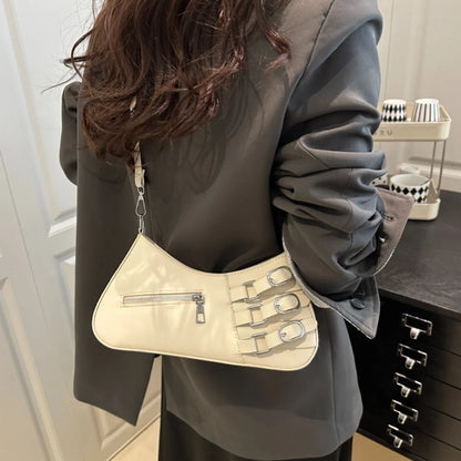 Decor Buckle Shoulder Bag White onesize Easy Apparels