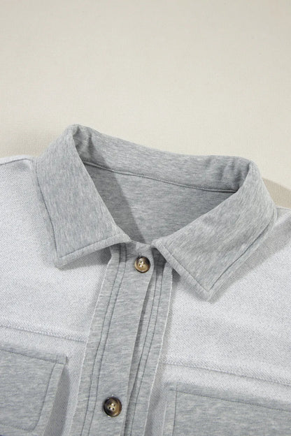 Pocketed Curved Hem Button Up Vest Easy Apparels