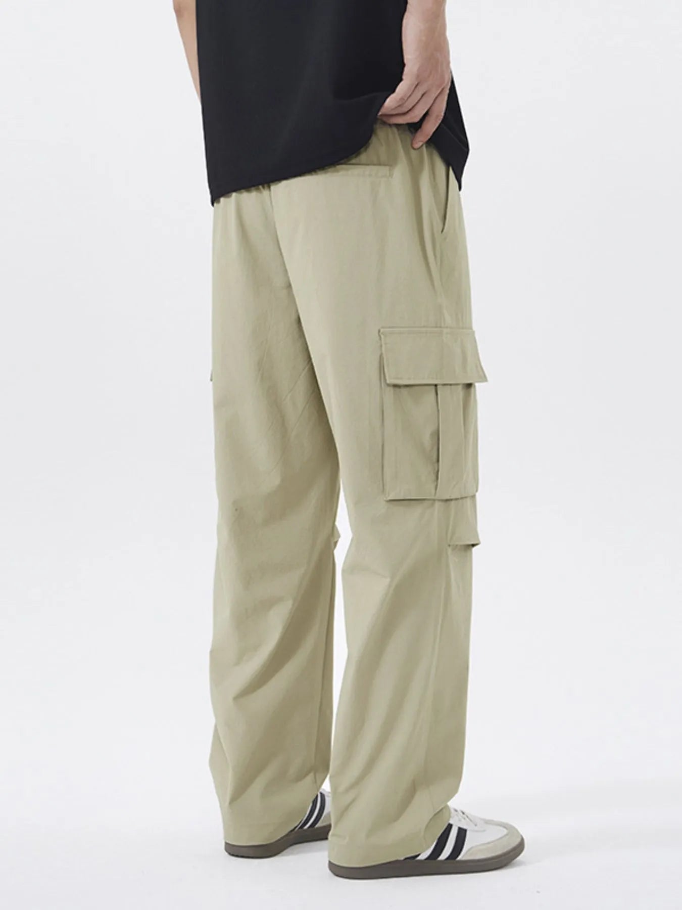 Men's Full Size Multi-Pocket Tactical Cargo Pants with Drawstring Waist Plus Size Easy Apparels