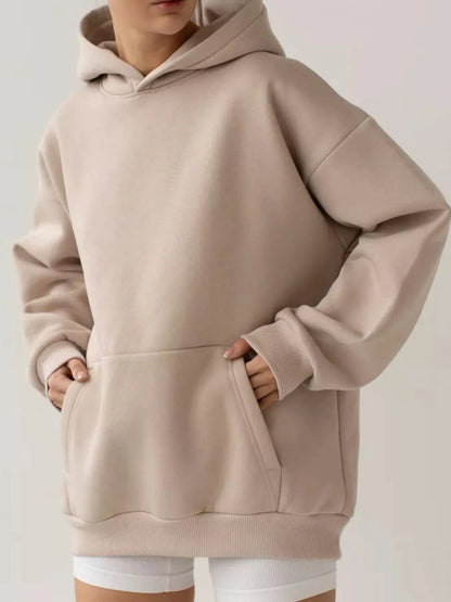 Trendsi Kangaroo Pocket Long Sleeve Hoodie