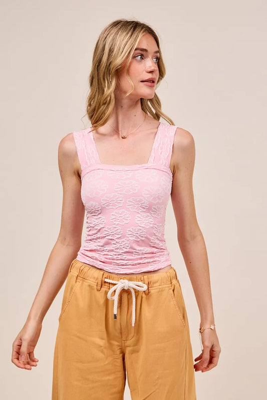 Trendsi SO ME Two Tone Floral Seamless Tank Top 2TONE BLUSH