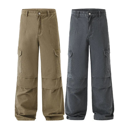 Men's Full Size Multi-Pocket Cargo Pants with Ruched Detail Plus Size Easy Apparels