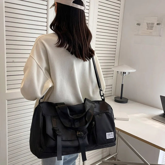 Oxford Cloth Multi-Pocket Travel Bag Black One Size Easy Apparels