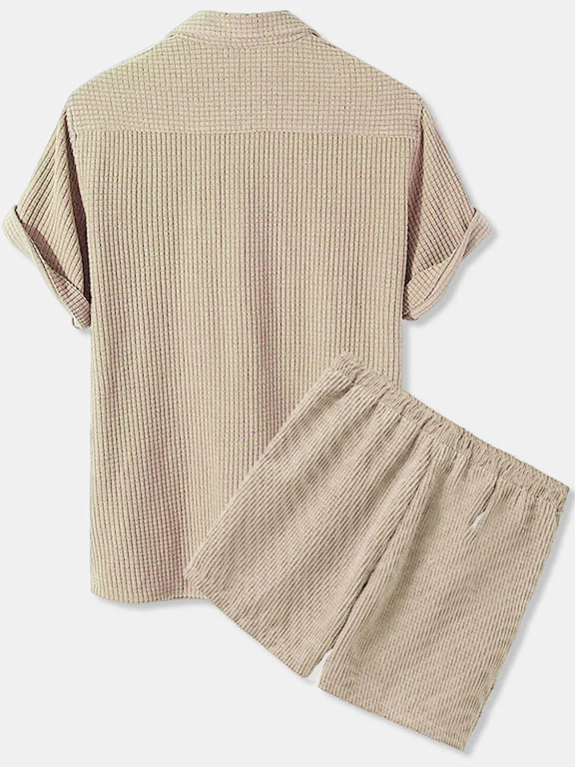 Men's Full Size Button Detail Short Sleeve Top and Shorts Set Plus Size Easy Apparels
