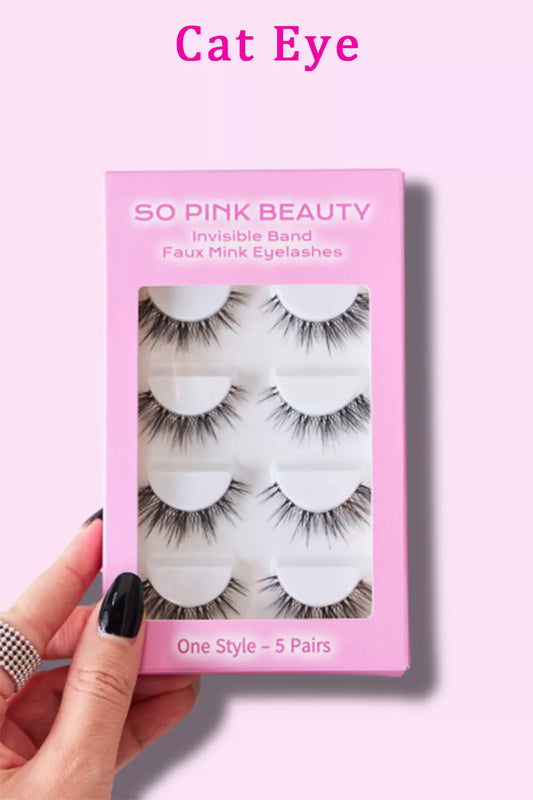 SO PINK BEAUTY Faux Mink Eyelashes 5 Pairs Cat Eye One Size Easy Apparels