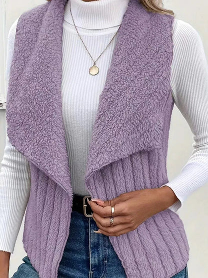 Open Front Fuzzy Vest Coat Easy Apparels
