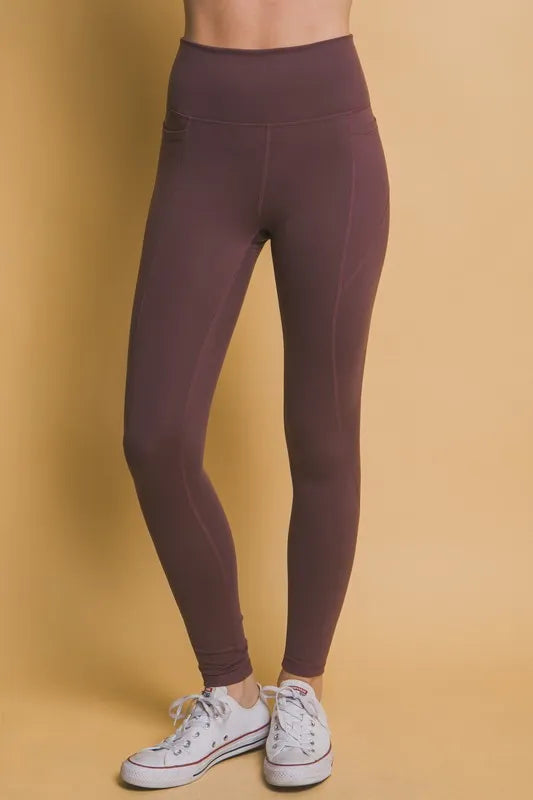 Love Tree High Waist Leggings with Side Pockets MULBERRY Easy Apparels