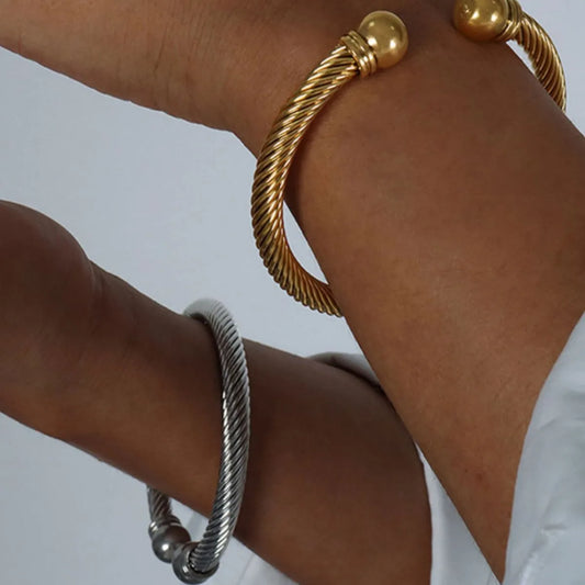 Stainless Steel Twisted Cable Cuff Bracelet Easy Apparels