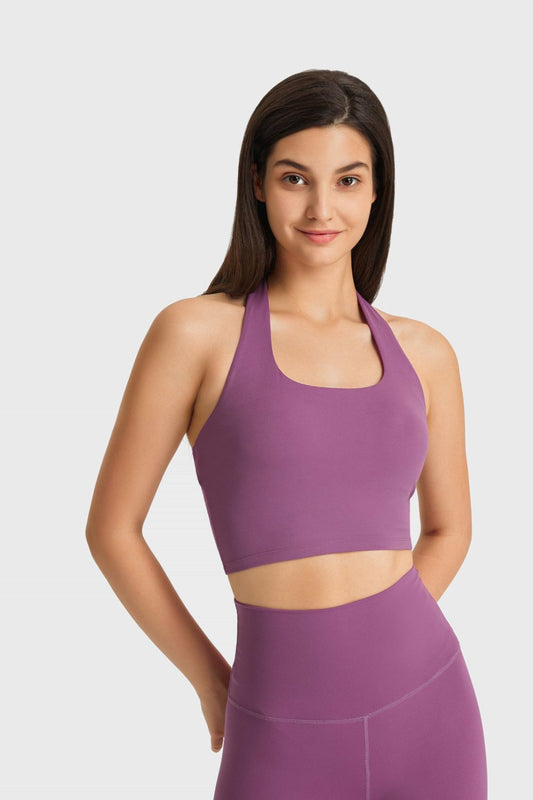 Millennia Breathable Halter Neck Sports Bra Purple Easy Apparels