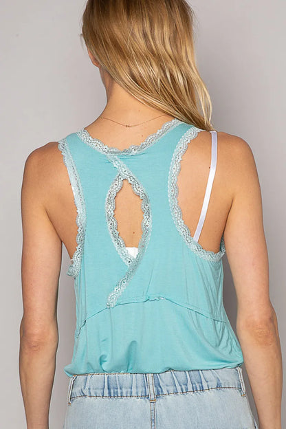 Trendsi POL V-Neck Cutout Tank with Trim Detail
