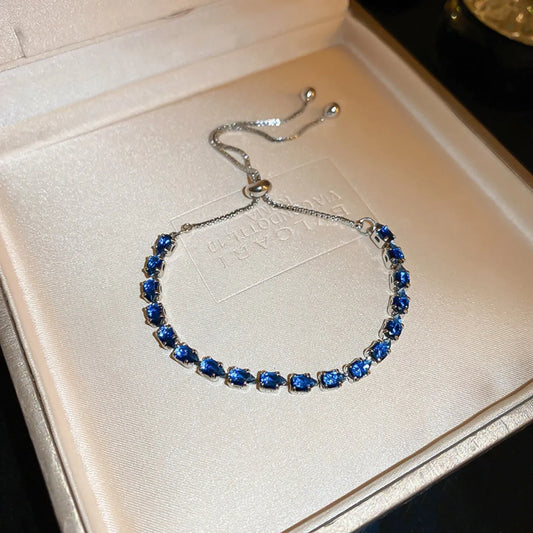 Alloy Zircon Bracelet Royal Blue One Size Easy Apparels