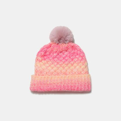 Gradient Knit Hat with Pompom Easy Apparels