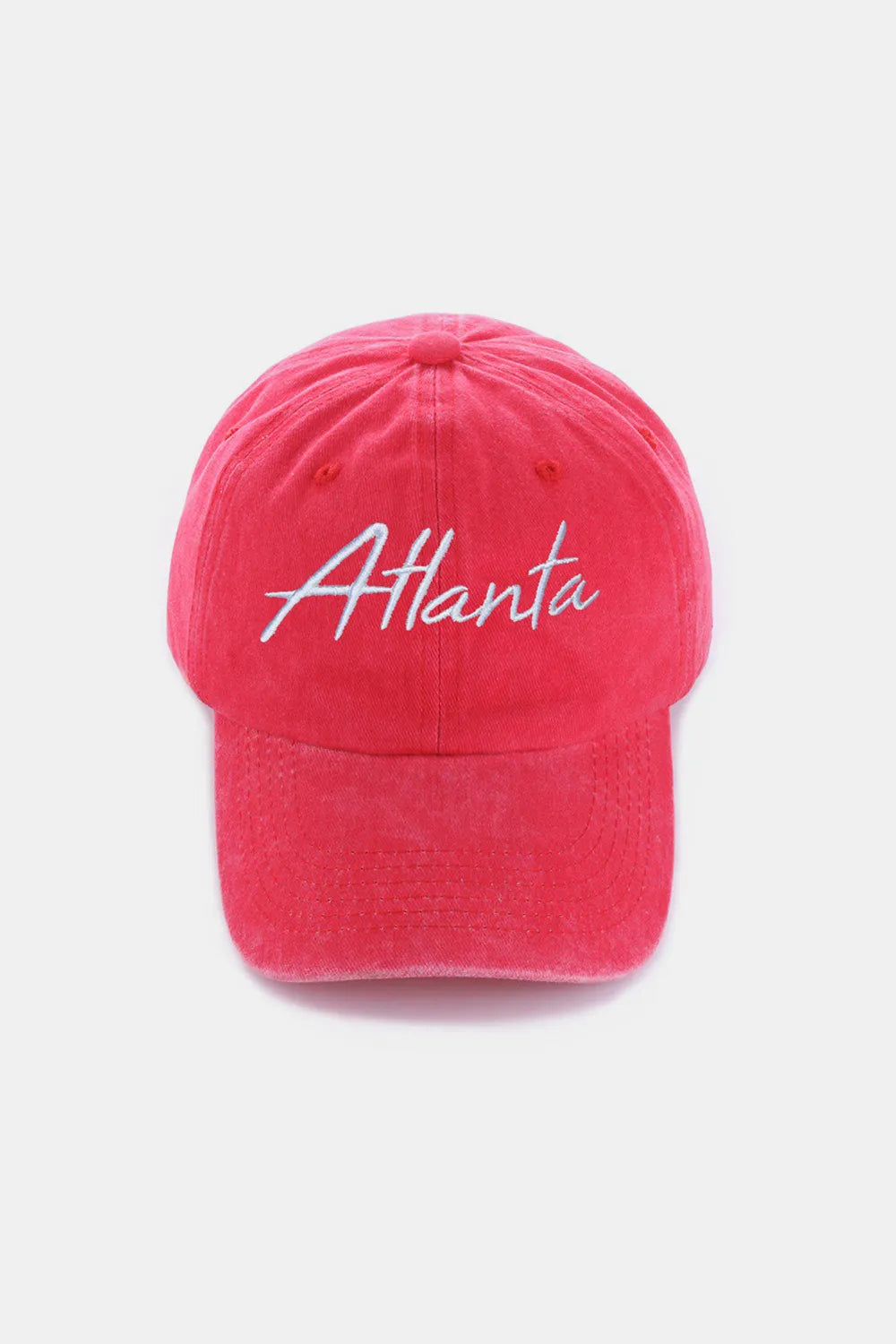 Zenana Washed ATLANTA Embroidered Baseball Cap Atlanta Red One Size Easy Apparels
