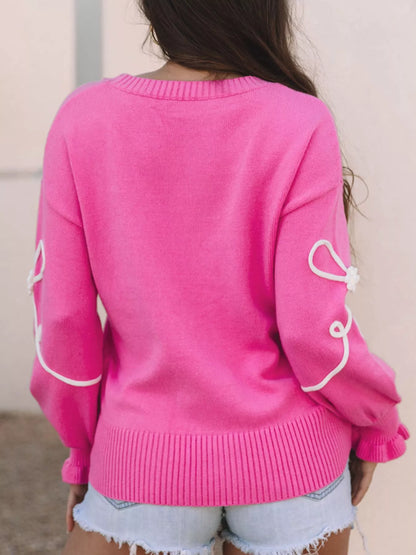 Trendsi Ribbed Hem Long Sleeve Sweater