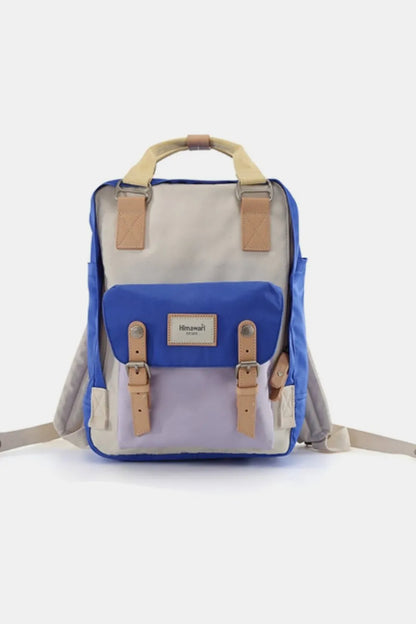 Himawari Contrast Waterproof Nylon Backpack Bag Blue Lavender One Size Easy Apparels