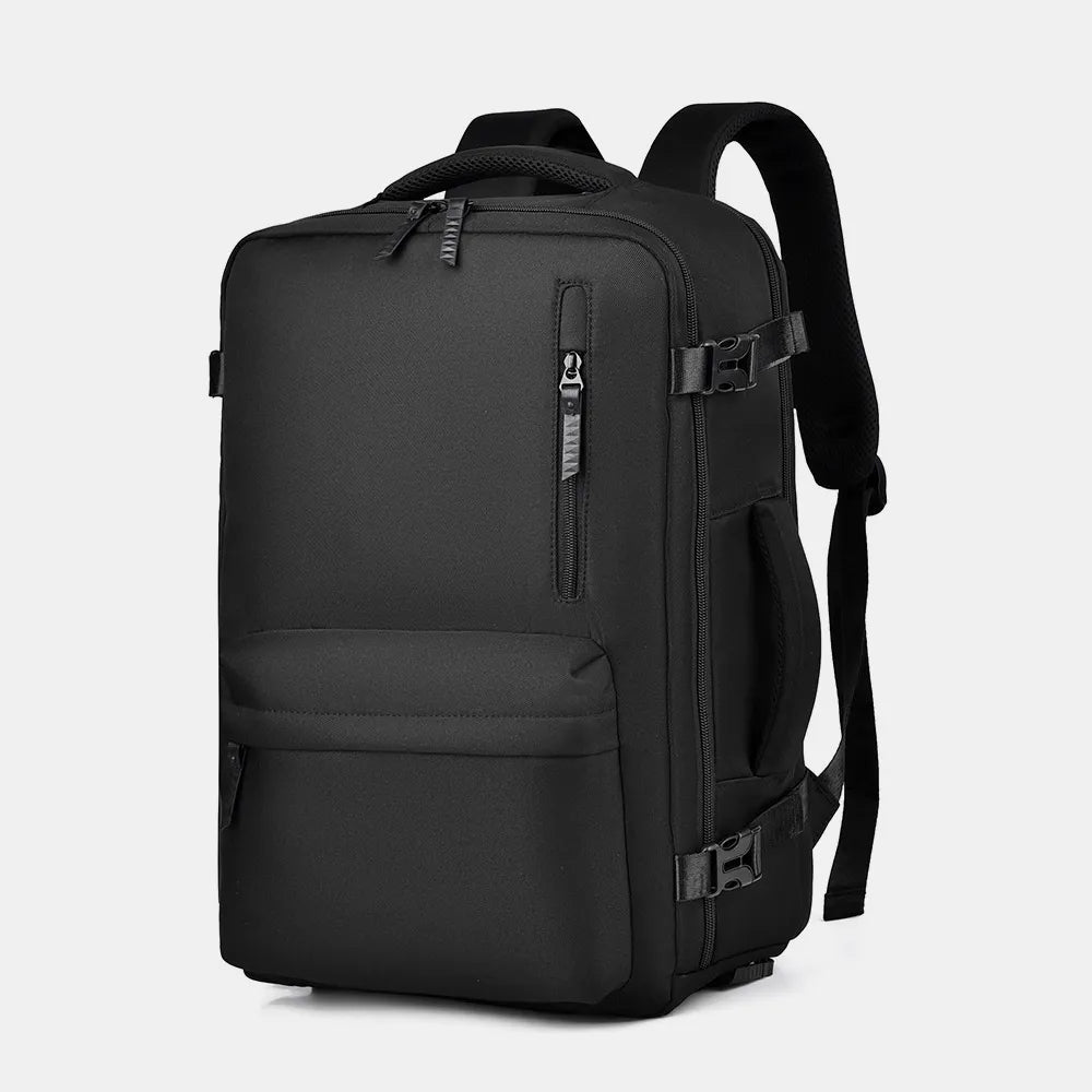 Oxford Cloth Side Pockets Backpack Bag with Handles Black One Size Easy Apparels