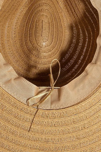 Fame Shell Beaded Wide Brim Straw Hat Easy Apparels