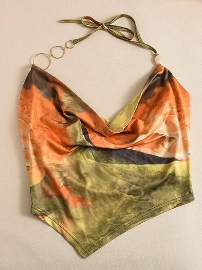 Trendsi Chain Strap Abstract Print Cami Top