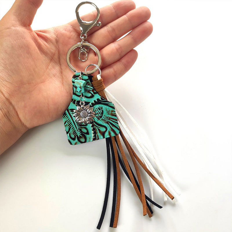 Turquoise Fringe Detail Key Chain Style G One Size Easy Apparels