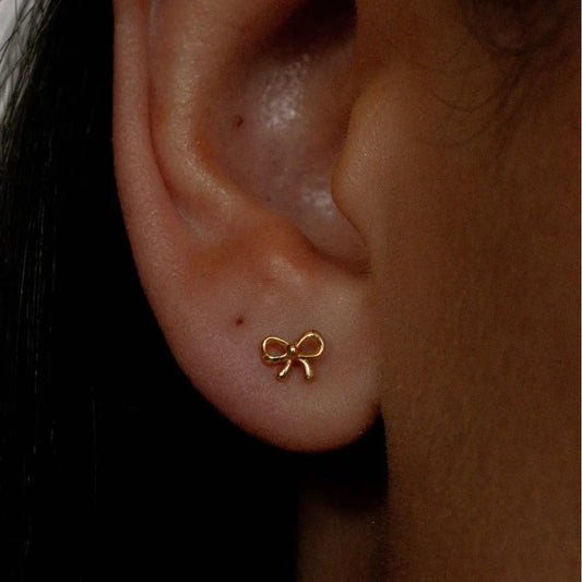 Copper Bow Stud Earrings Gold One Size Easy Apparels