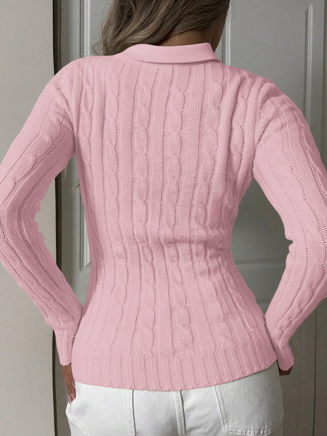 Trendsi Cable Knit Long Sleeve Sweater