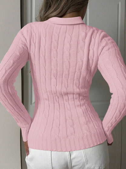 Trendsi Cable Knit Long Sleeve Sweater