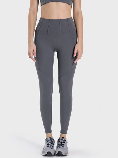 Millennia Pocketed High Waist Active Leggings Easy Apparels