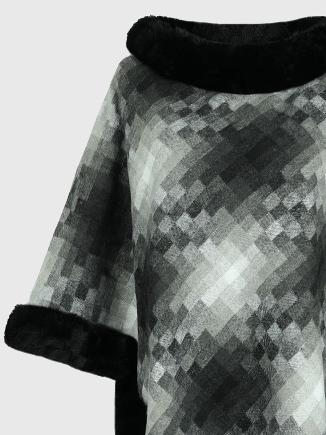 Faux Fur Trim Poncho Easy Apparels