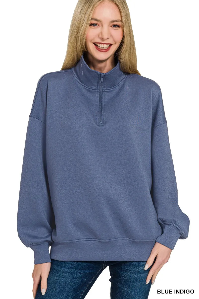 Trendsi Zenana Scuba Quarter-Zip Sweatshirt