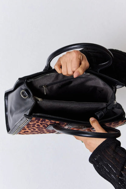 David Jones Leopard Contrast Rivet Handbag Easy Apparels