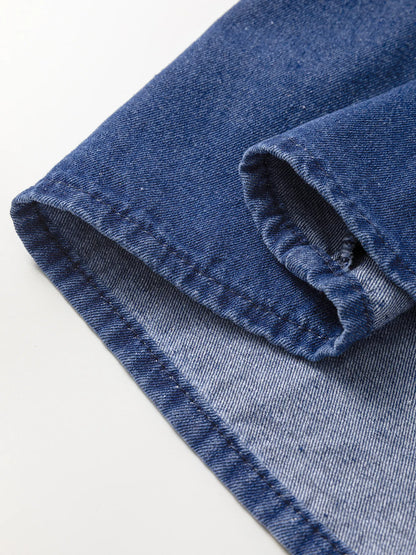 Drawstring High Waist Puff Sleeve Denim Mini Dress Easy Apparels