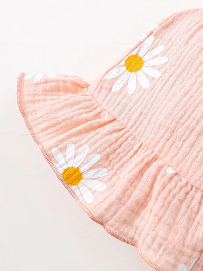 Children's Daisy Textured Wide Strap Romper and Hat Set Easy Apparels