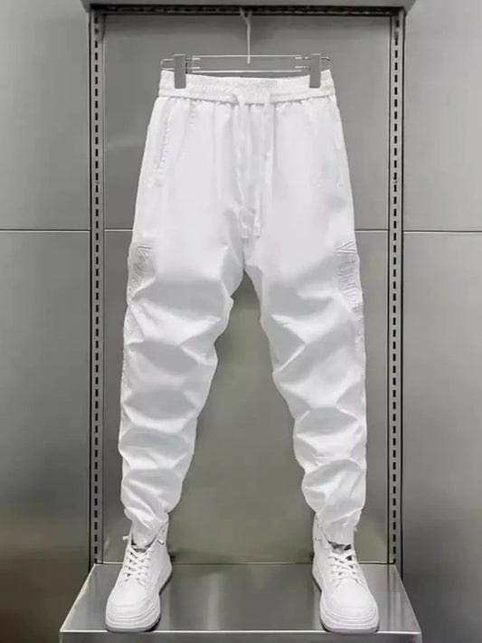 Men's Plus Size Casual Drawstring Joggers Beige Easy Apparels
