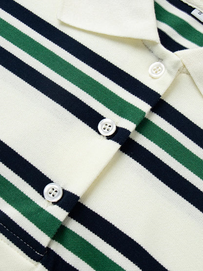 Trendsi Striped Polo T-Shirt with Contrast Collar