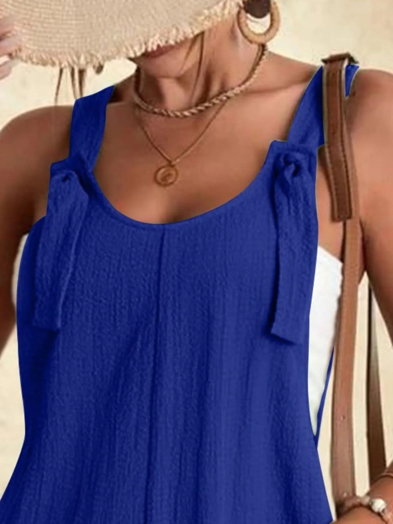 Full Size Knot Strap Romper with Pockets Plus Size Easy Apparels