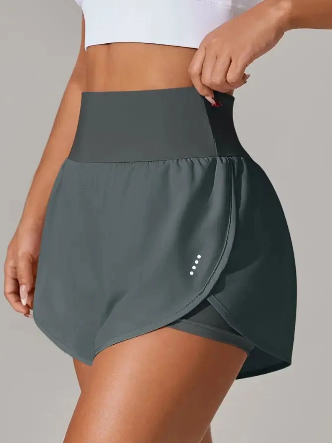 Pocketed High Waist Active Shorts Dark Gray Easy Apparels