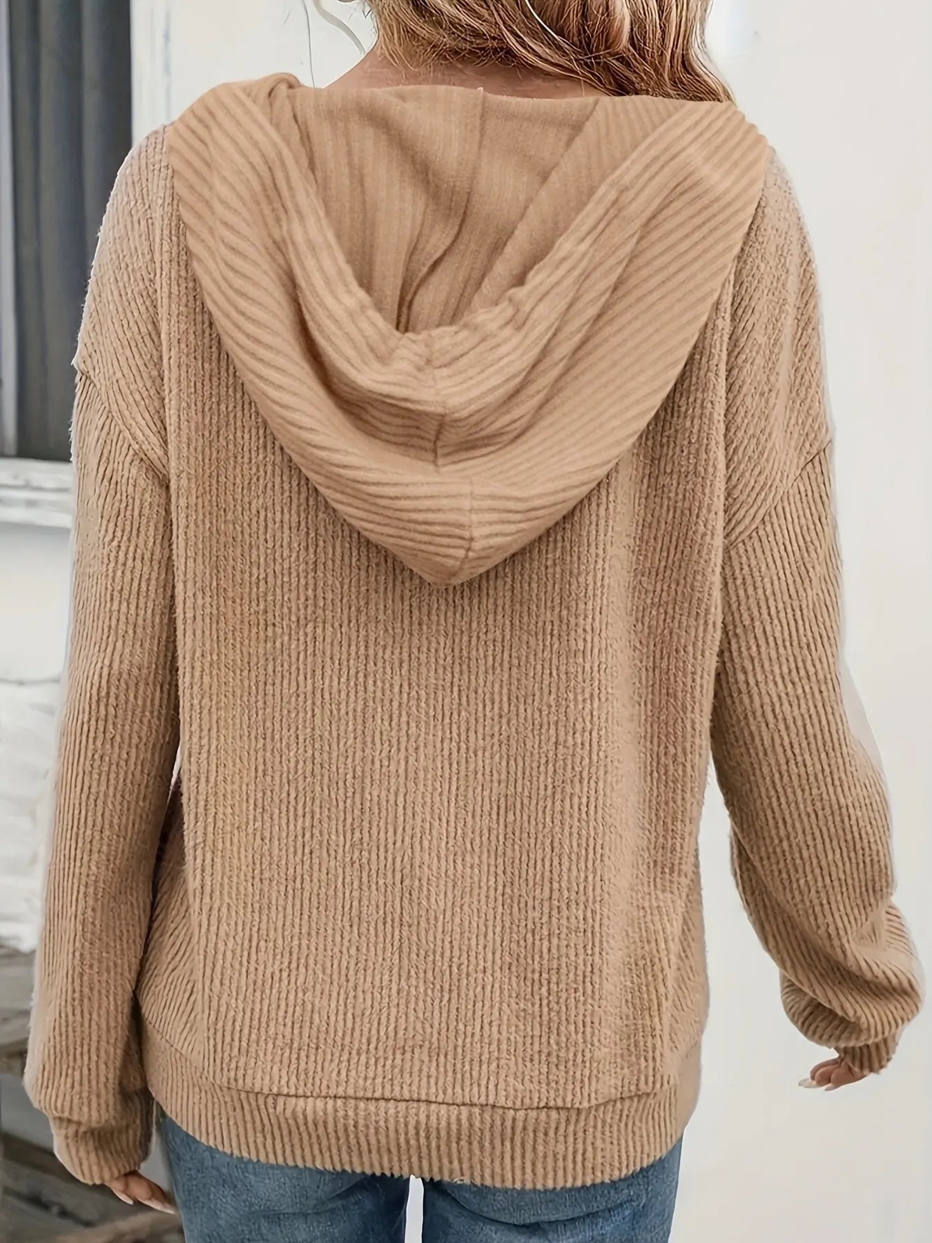 Trendsi Drawstring Button Front Hoodie