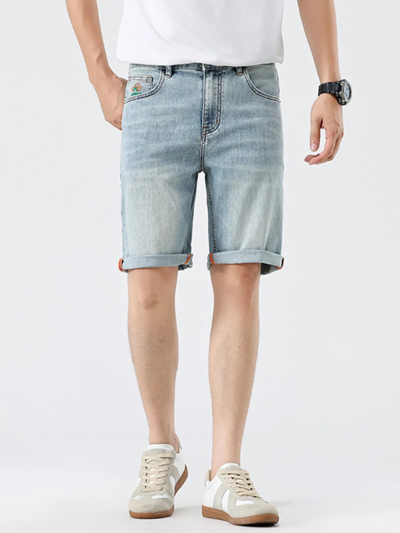Men's Washed Denim Shorts Light Blue Easy Apparels