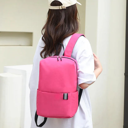 Solid Color Nylon Backpack Bag Pink One Size Easy Apparels