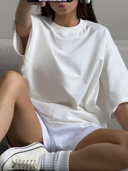 Trendsi Round Neck Half Sleeve Oversized T-Shirt