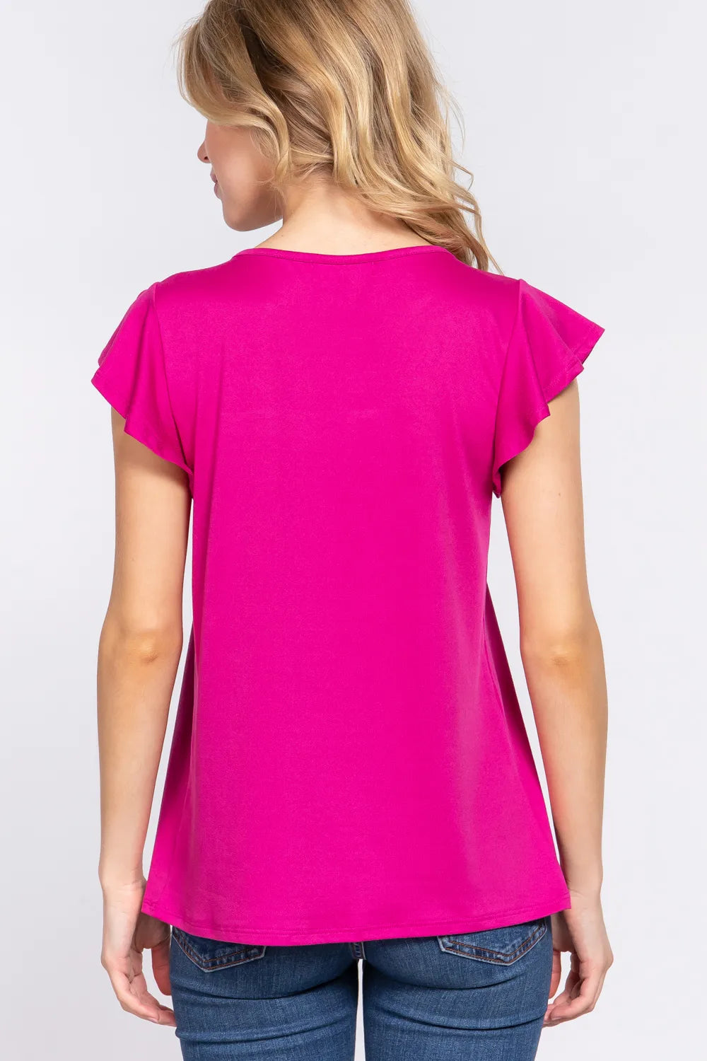 Trendsi ACTIVE BASIC Ruffle Short Sleeve Lace Detail Knit Top
