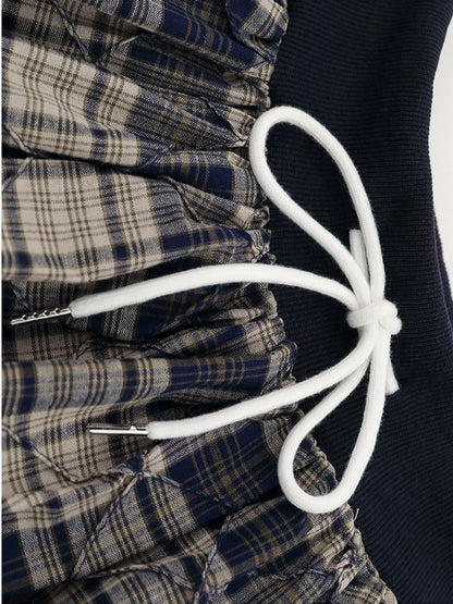 Drawstring Plaid Skort Easy Apparels