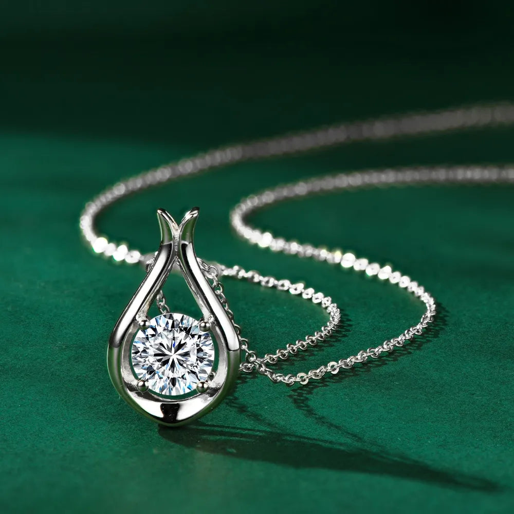 2 Carat Moissanite 925 Sterling Silver Pendant Necklace Easy Apparels