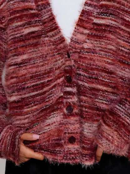 Fuzzy Button Down Chunky Cardigan Easy Apparels