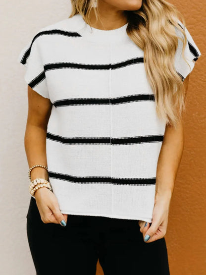 Trendsi Striped Batwing Sleeve Knit Top