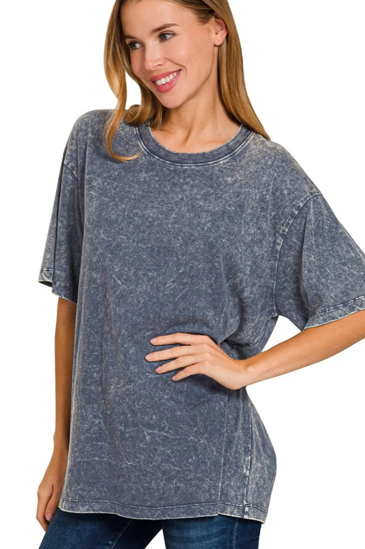 Trendsi Zenana Washed Short Sleeve Top
