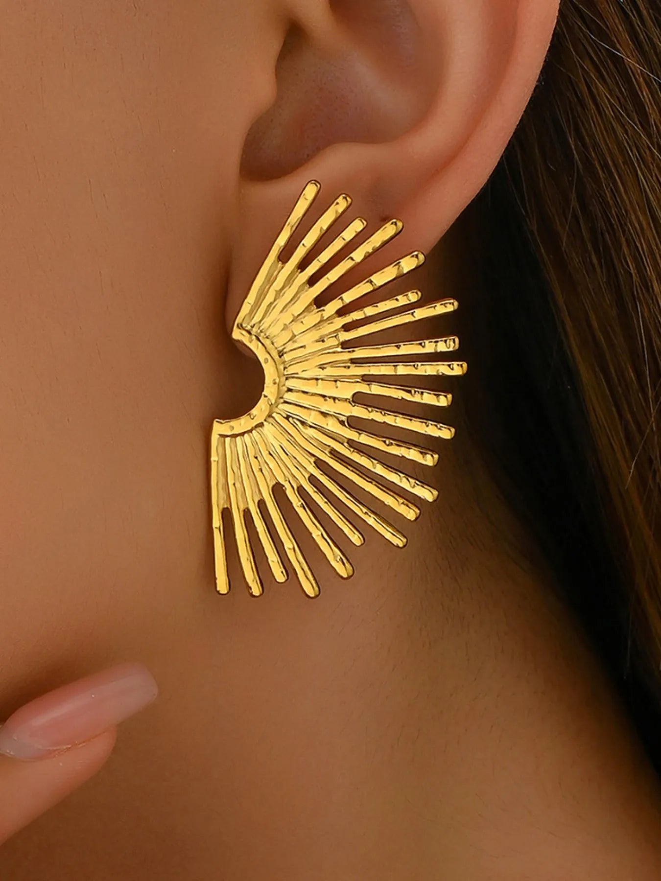 18K Gold-Plated Stainless Steel Sunburst Earrings Easy Apparels