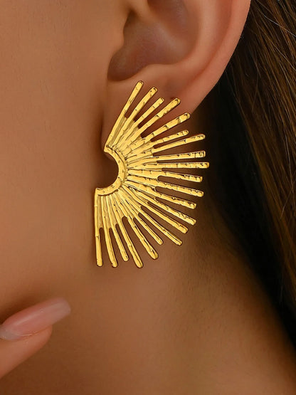 18K Gold-Plated Stainless Steel Sunburst Earrings Easy Apparels