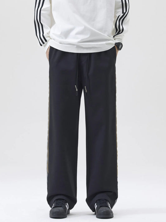 Men's Full Size Drawstring Wide Leg Pants Plus Size Black Easy Apparels