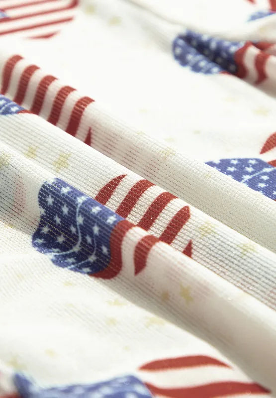 Trendsi US Flag Heart Mock Neck Long Sleeve Bodysuit